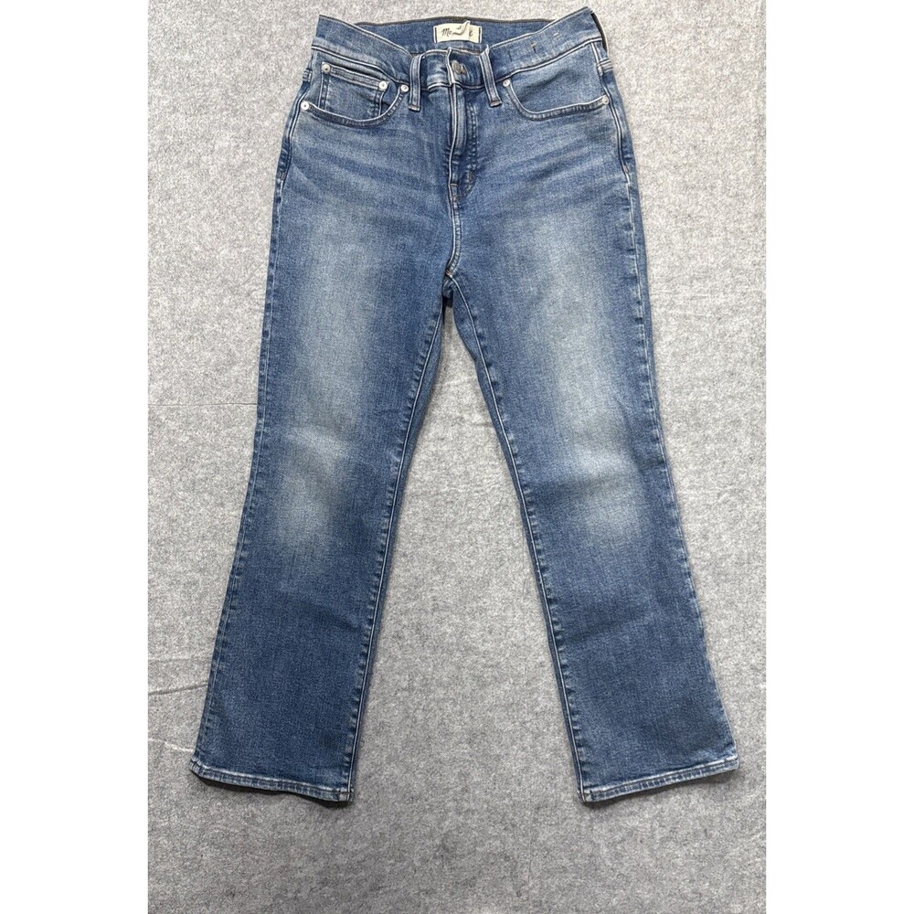 Madewell Mid-Rise Kick Out Jeans size 28 Medium Wash Cropped Flare Comfort Fit